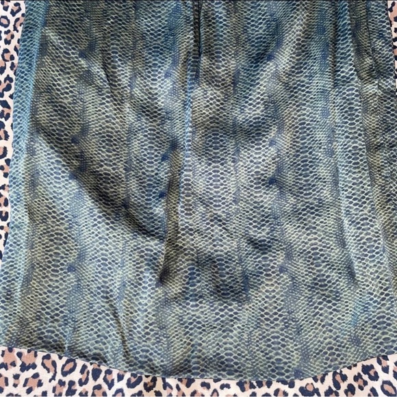 Hugo Boss Dress Silk 0 XS Black Label Green Snakeskin Print Cap Sleeve Moss $595 - Picture 5 of 7